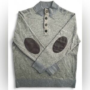 Raffi Gray Wool & Cashmere Blend Button Crewneck Sweater, Size XL